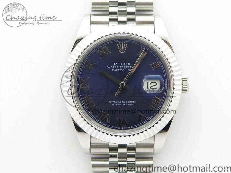 0203 ModernLook DateJust 41mm 126334 SS BP Maker 1:1 Best Edition New Version Blue Roman Dial on Jubilee Bracelet 3033
